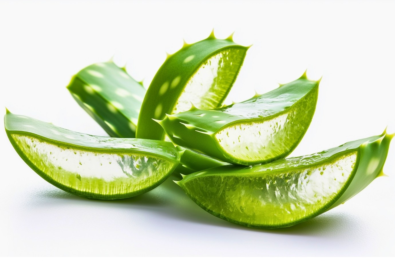 Krystaliczny miąższ wewnątrz liścia aloesu bogaty w witaminy i cenny acemannan